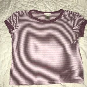 Wet seal stripped cropped t shirt
